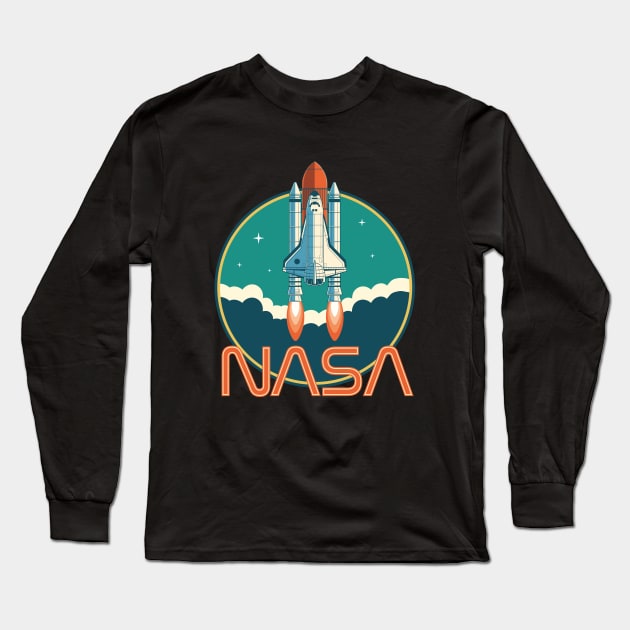 Retro NASA Space Logo Long Sleeve T-Shirt by ericb